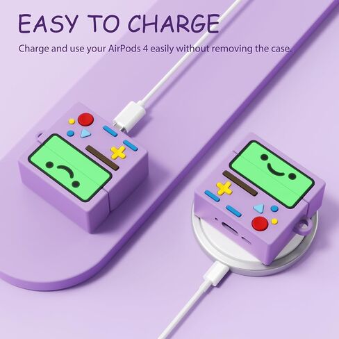 AirPod 4 Case Cover, KOREDA Cute Cartoon Game Case for Airpods 4th Generation (2024), Funny Kawaii 3D Cartoon Silicone Case for Women Girls (Purple) in Kuwait