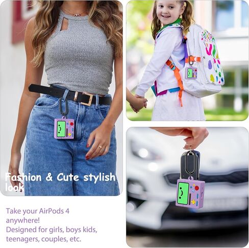 AirPod 4 Case Cover, KOREDA Cute Cartoon Game Case for Airpods 4th Generation (2024), Funny Kawaii 3D Cartoon Silicone Case for Women Girls (Purple) in Kuwait