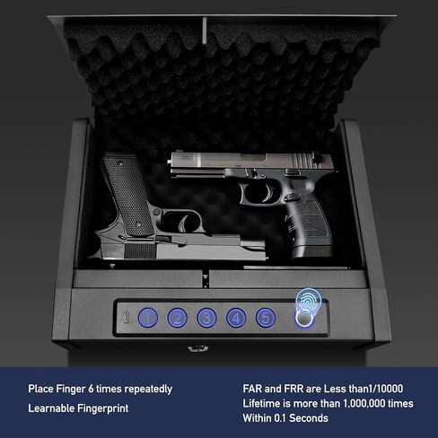 Biometric Gun Safe for Handgun, Desk Pistol Safe Hidden Hand Gun Lock Box Storage for Nightstand Finger Print Quick Access Bedside in Saudi Arabia