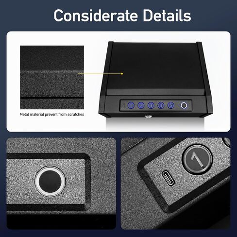 Biometric Gun Safe for Handgun, Desk Pistol Safe Hidden Hand Gun Lock Box Storage for Nightstand Finger Print Quick Access Bedside in Saudi Arabia