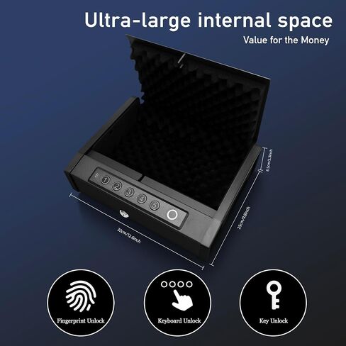 Biometric Gun Safe for Handgun, Desk Pistol Safe Hidden Hand Gun Lock Box Storage for Nightstand Finger Print Quick Access Bedside in Saudi Arabia