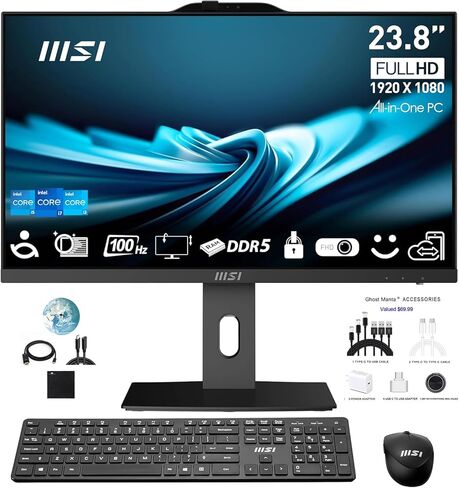 23.8 IPS FHD-Desktop, All-in-One PC, 20-Cores Intel Core i7-14700(up to 5.4 Ghz), 16GB DDR5 1TB NVMe SSD Computer Desktop with WiFi Adjustable Stand Win 11 w/Accessories in Saudi Arabia