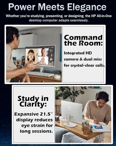 HP 21.5 All-in-One Desktop Computer ، Win 11 Pro ، 21.5 بوصة عرض FHD PC ، معالج Intel Celeron J4025 ، ذاكرة الوصول العشوائي 32GB ، 1 تيرابايت SSD ، Wi-Fi 6 ، Bluetooth 5.5 ، وايت in Saudi Arabia