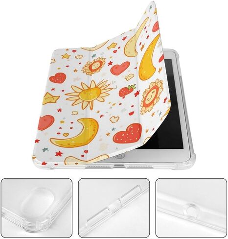 Sun Moon Strawberry Stars Case with Pen Holder Slim Lightweight Trifold Stand متوافق مع iPad Mini 4/5/6 Mini4/5 （7.9in） in Kuwait