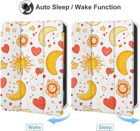 Sun Moon Strawberry Stars Case with Pen Holder Slim Lightweight Trifold Stand متوافق مع iPad Mini 4/5/6 Mini4/5 （7.9in） in Kuwait