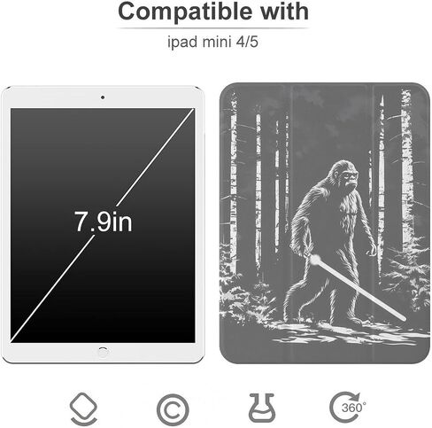 Sasquatch Bigfootw with Laser Swords Case with Pen Holder Slim Lightweight Trifold Stand Compatible with iPad mini 4/5/6 Mini6（8.3in） in Saudi Arabia