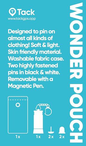 Tack Wonder Pouch GPS Tracker Case, Black and White, Soft Fabric with Magnetic Key, Washable Protective Cover with Skin-Friendly Pins [Tack GPS Tracker Not Included] in Kuwait