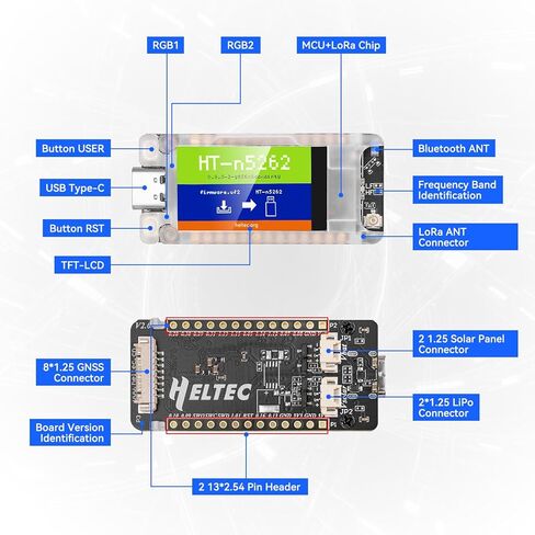 Case for Heltec Mesh Node T114 Board مع مجموعة بطارية 3000 مللي أمبير في الساعة ، مع منفذ نوع نافذة العرض C وواجهة هوائي Lora 915 MHz لـ Meshtastic Arduino Lorawan IOT Mesh Node T114 (N36 Case ، Green) in Kuwait