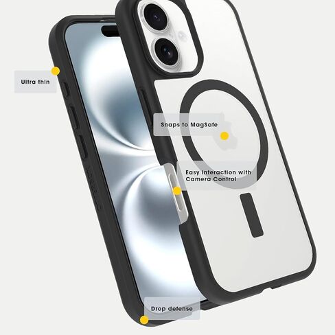 OtterBox iPhone 16 Pro (Only) - React Series Case - Black Crystal (Clear/Black) - Snaps to MagSafe - Ultra-Thin - Non-Retail Packaging in Saudi Arabia