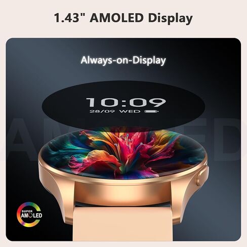 BlackView Smart Watch للنساء (مكالمات إجراء/إجابة) ، 1.43'''''''lefresternes tracker شاشة تعمل باللمس مع 100+ أوضاع رياضية ، معدل ضربات القلب/شاشة SPO2/Sleep/2 ، ساعة ذكية لـ iPhone & Android in Kuwait