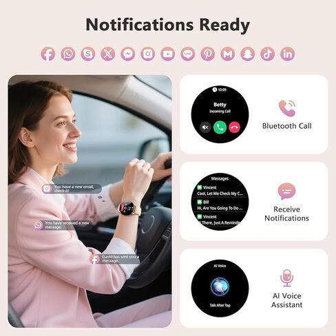 BlackView Smart Watch للنساء (مكالمات إجراء/إجابة) ، 1.43'''''''lefresternes tracker شاشة تعمل باللمس مع 100+ أوضاع رياضية ، معدل ضربات القلب/شاشة SPO2/Sleep/2 ، ساعة ذكية لـ iPhone & Android in Kuwait