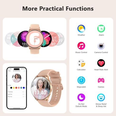 BlackView Smart Watch للنساء (مكالمات إجراء/إجابة) ، 1.43'''''''lefresternes tracker شاشة تعمل باللمس مع 100+ أوضاع رياضية ، معدل ضربات القلب/شاشة SPO2/Sleep/2 ، ساعة ذكية لـ iPhone & Android in Kuwait