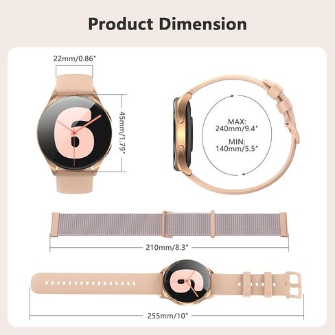 BlackView Smart Watch للنساء (مكالمات إجراء/إجابة) ، 1.43'''''''lefresternes tracker شاشة تعمل باللمس مع 100+ أوضاع رياضية ، معدل ضربات القلب/شاشة SPO2/Sleep/2 ، ساعة ذكية لـ iPhone & Android in Kuwait