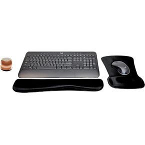 Logitech MK540 لوحة المفاتيح اللاسلكية المتقدمة والسرد الماوس النشط النشط حزمة مكتب السفر مع مكبر صوت بلوتوث Micro Mirror Portable ، وسادة معصم الهلام ووسادة الماوس in Kuwait