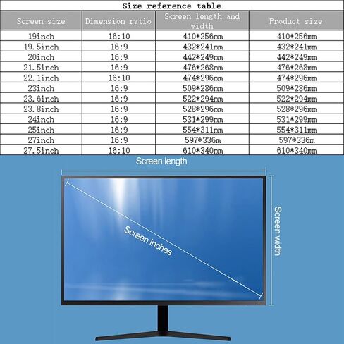 19-27.5 inch Privacy Screen Anti Peeping Film for 16:10 16:9 LED Screen Desktop PC Monitor Computer Privacy Screen Filter Panel Anti Glare Blue Light,19in 16:10 in Kuwait