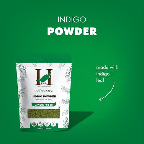100% Natural Indigo Powder for Hair (227g / (1/2 lb) / 8 ounces) Indigofera tinctoria to color your hair brown to black in Kuwait