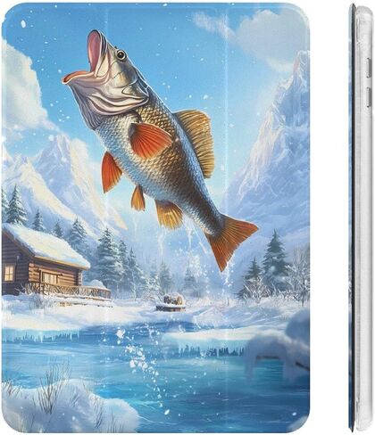 أسماك باس في قضية يوم الثلج مع حامل القلم رفيع الوزن ثلاثي الأوزان متوافق مع iPad mini 4/5/6 mini6 （8.3in） in Kuwait