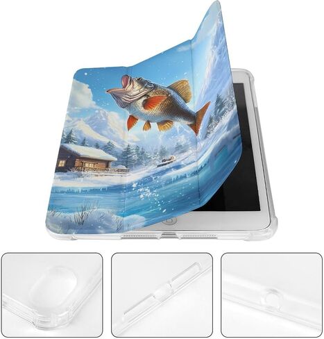 أسماك باس في قضية يوم الثلج مع حامل القلم رفيع الوزن ثلاثي الأوزان متوافق مع iPad mini 4/5/6 mini6 （8.3in） in Kuwait