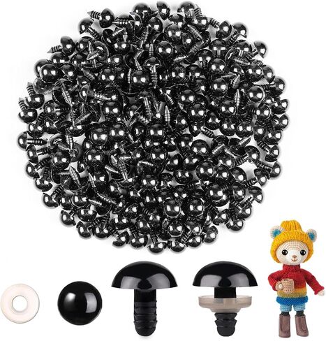 MUCUNNIA 400PCS Safety Eyes for Amigurumi 6-12mm Black Safety Eyes for Crochet with Washers Doll Eyes for Stuffed Animals DIY Christmas Decorations in Saudi Arabia