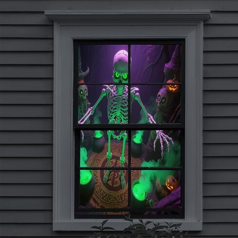 40 x 60 inch Halloween Holographic Rear Projection Screen & Christmas Decor for Apartment Windows with Easy Hang Kit Halloween Spooky Halloween Decoration Indoor Film Screen (40 * 60 inch) in Saudi Arabia