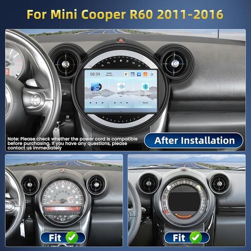 Qualcomm 8 Core Car Radio for Mini Cooper R60 2011-2016 ، [4+64GB] Android 15 9 بوصة شاشة تعمل باللمس مع Carplay Android Auto/Bluetooth 5.0/1280 * 720p/DSP/FM/RDS/GPS/WIFI/WIFI/Voice Control in Kuwait