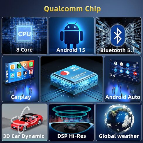 Qualcomm 8 Core Car Radio for Mini Cooper R60 2011-2016 ، [4+64GB] Android 15 9 بوصة شاشة تعمل باللمس مع Carplay Android Auto/Bluetooth 5.0/1280 * 720p/DSP/FM/RDS/GPS/WIFI/WIFI/Voice Control in Kuwait