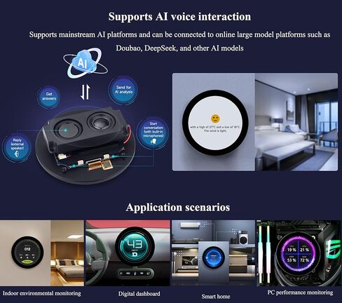 ESP32-P4 3.4 inch Round Touch Display Development Board, IPS LCD, 800x800 Resolution, Support WFi 6 / BLE 5,Onboard Dual Microphones, Audio Input/Output, Supports AI Voice Interaction in Kuwait