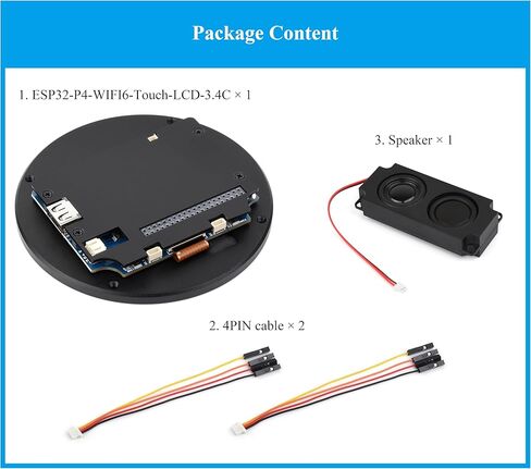 ESP32-P4 3.4 inch Round Touch Display Development Board, IPS LCD, 800x800 Resolution, Support WFi 6 / BLE 5,Onboard Dual Microphones, Audio Input/Output, Supports AI Voice Interaction in Kuwait