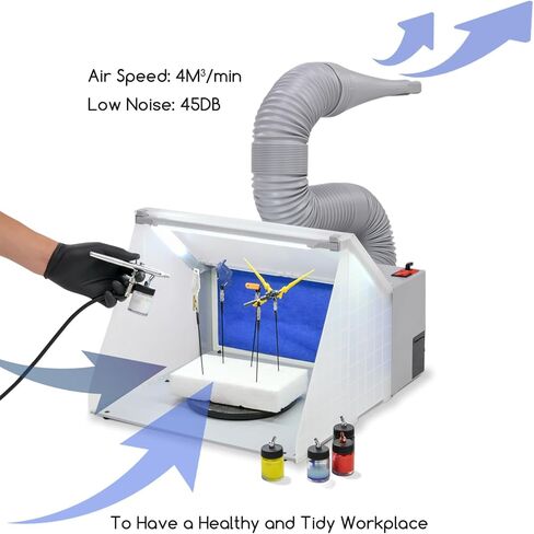 مجموعة كشك رش الطلاء بخاخ الطلاء من ميدين مع 3 أضواء LED وخرطوم فلتر وكشك محمول ومشرق قابل للتعديل، للكعك، والنموذج، والحرفية، والأظافر، والتيشيرت، والهواية، والفنون in Kuwait