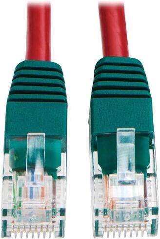 Tripp Lite Eaton N010-010-RD Cat5e Crossover Ethernet Cable 10ft Red RJ45 M/M 1Gbps 350MHz Stranded Patch Cord Molded Relief for Switch PC LAN, Cloud Care Pre-Configured Bundle Eligible (50 Pack) in Saudi Arabia