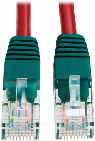 Tripp Lite Eaton N010-010-RD Cat5e Crossover Ethernet Cable 10ft Red RJ45 M/M 1Gbps 350MHz Stranded Patch Cord Molded Relief for Switch PC LAN, Cloud Care Pre-Configured Bundle Eligible (50 Pack) in Saudi Arabia
