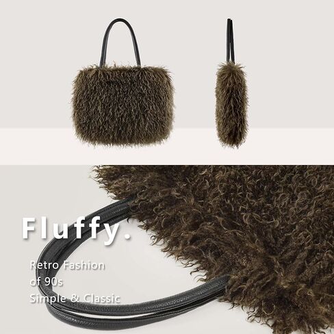 فور ستوري شنطة يد من الصوف للنساء، شنطة كتف كبيرة بمقبض علوي، شنطة ساتشيل للشتاء in Kuwait