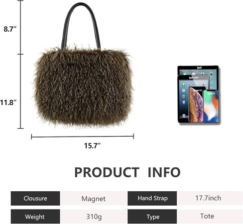 فور ستوري شنطة يد من الصوف للنساء، شنطة كتف كبيرة بمقبض علوي، شنطة ساتشيل للشتاء in Kuwait