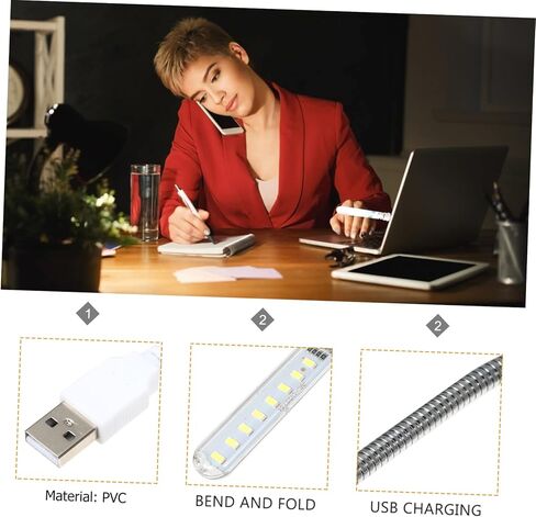 Homoyoyo USB تعمل بالمرونة الليلية المرنة مع LEDS GOONSECK COMPUTION LAMP لقراءة المكتب بجانب السرير ، استخدم تصميمًا مضغوطًا محمولًا للسفر والمنزل in Kuwait