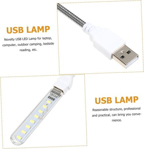 Homoyoyo USB تعمل بالمرونة الليلية المرنة مع LEDS GOONSECK COMPUTION LAMP لقراءة المكتب بجانب السرير ، استخدم تصميمًا مضغوطًا محمولًا للسفر والمنزل in Kuwait