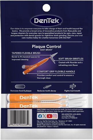 DenTek Easy Brush Advanced Clean Interdental Cleaners, Standard, 16 Count, 6 Pack in Kuwait