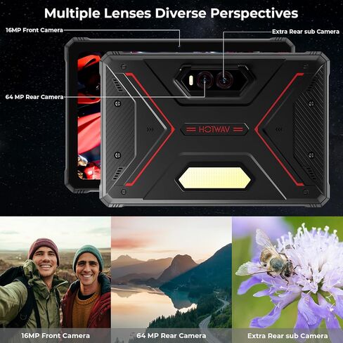 HOTWAV R9 Plus Rugged Tablet 11 Inch IP68/IP69K Waterproof, 20080mAh Battery, Android 14, Unisoc T7280 Octa-Core, 8GB+512GB, 64MP Camera, 4G LTE, FHD+ Display, Military-Grade Shockproof (Black) in Kuwait
