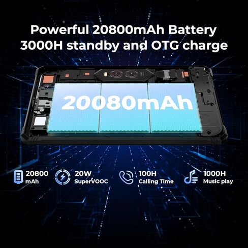 HOTWAV R9 Plus Rugged Tablet 11 Inch IP68/IP69K Waterproof, 20080mAh Battery, Android 14, Unisoc T7280 Octa-Core, 8GB+512GB, 64MP Camera, 4G LTE, FHD+ Display, Military-Grade Shockproof (Black) in Kuwait