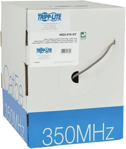 Tripp Lite Eaton Series N022-01K-GY-GY CAT5E 1000 FT كابل إيثرنت بالجملة ، CORE الصلبة 24 AWG UTP 350 MHz ، PVC الرمادي ، TAA متوافق ، حزمة Cloud Care مسبقًا مؤهلة (حزمة واحدة) in Saudi Arabia