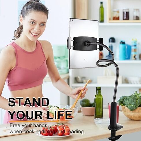 360° Spiral Base Gooseneck Tablet Phone Holder – Adjustable 30" Flexible Arm Stand Clamp for Bed or Desk, Fits iPhone, iPad Air/Mini, Galaxy Tabs, Kindle Fire, Switch (4.7–11", Universal Pink) in Saudi Arabia