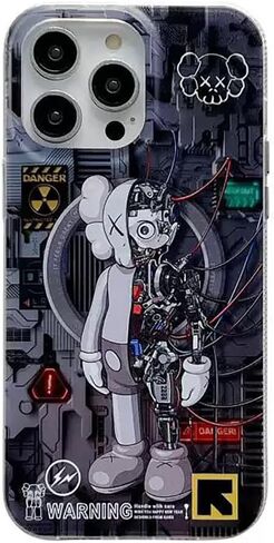 Cool Anime Black for Boys Case for iPhone 12/12 Pro Phone Case مع تصميم الكرتون الروبوت العصري ، الشارع Artworkn IMD Laser Scirbroof Silicone الخلايا الخلفية الخلفية in Saudi Arabia