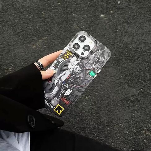 Cool Anime Black for Boys Case for iPhone 12/12 Pro Phone Case مع تصميم الكرتون الروبوت العصري ، الشارع Artworkn IMD Laser Scirbroof Silicone الخلايا الخلفية الخلفية in Saudi Arabia