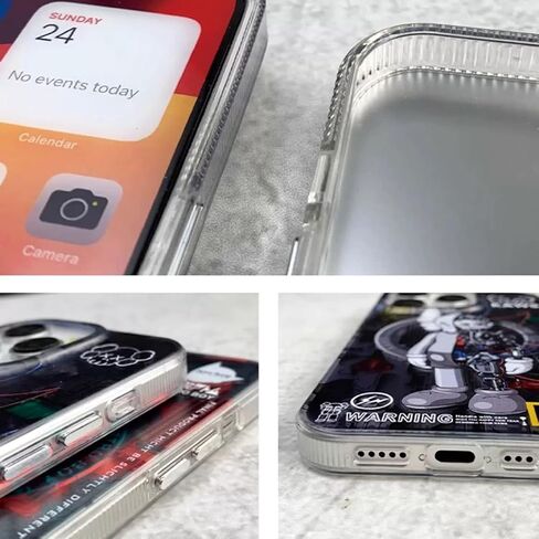 Cool Anime Black for Boys Case for iPhone 12/12 Pro Phone Case مع تصميم الكرتون الروبوت العصري ، الشارع Artworkn IMD Laser Scirbroof Silicone الخلايا الخلفية الخلفية in Saudi Arabia