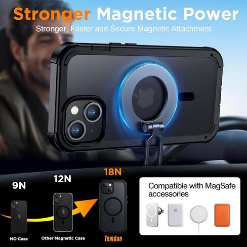 Red2Fire Magnetic for iPhone 15 Case ، [متوافق مع Magsafe] [حماية إسقاط الصف العسكري] [مقاومة الصدمات الشاقة] حالة هاتف غير لامع غير لامع ل iPhone 15 6.1 "-1 in Kuwait