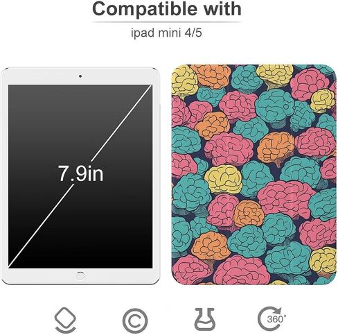 Brains Colorful Pattern Case with Pen Holder Slim Lightweight Trifold Stand Compatible with iPad mini 4/5/6 Mini6（8.3in） in Saudi Arabia