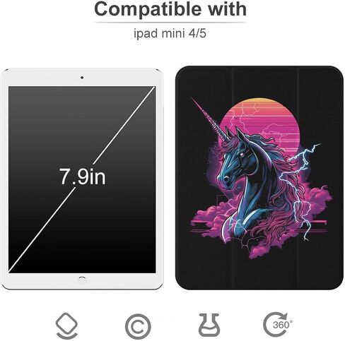 Beast Unicorm Thunder Case with Pen Holder Slim Lightweight Trifold Stand Compatible with iPad mini 4/5/6 Mini4/5（7.9in） in Saudi Arabia