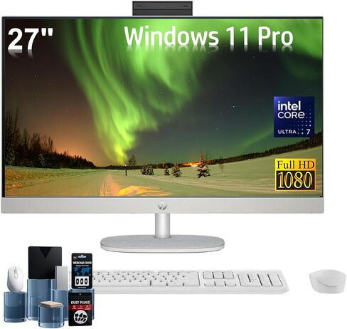 HP 27inch Touchscreen All-in-One Computer ، Intel 12-Core Ultra 7 155U (Beats I7-1355U) ، 64GB DDR5 ، 1TB SSD ، Wi-Fi 6 ، Windows 11 Pro ، مع الملحقات in Saudi Arabia