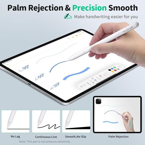 PS1-Pro Stylus Pen for Apple iPad 2018-2025｜Faster Charge Custom Shortcuts Pixel-Perfect with Metal Chrome Tip｜Pencil for iPad 11th & 10th Generation, Pro 11"/12.9"/M4, Air 3/4/5/M2/M3, mini 5/6th Gen in Saudi Arabia
