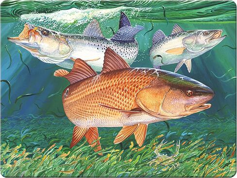 Rivers Edge Products Tempered Glass Cutting Board, 12 by 16 Inches, Redfish and Sea Trout in Kuwait