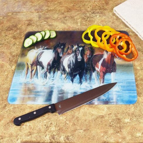 Rivers Edge Products Tempered Glass Cutting Board, 12 by 16 Inches, Redfish and Sea Trout in Kuwait